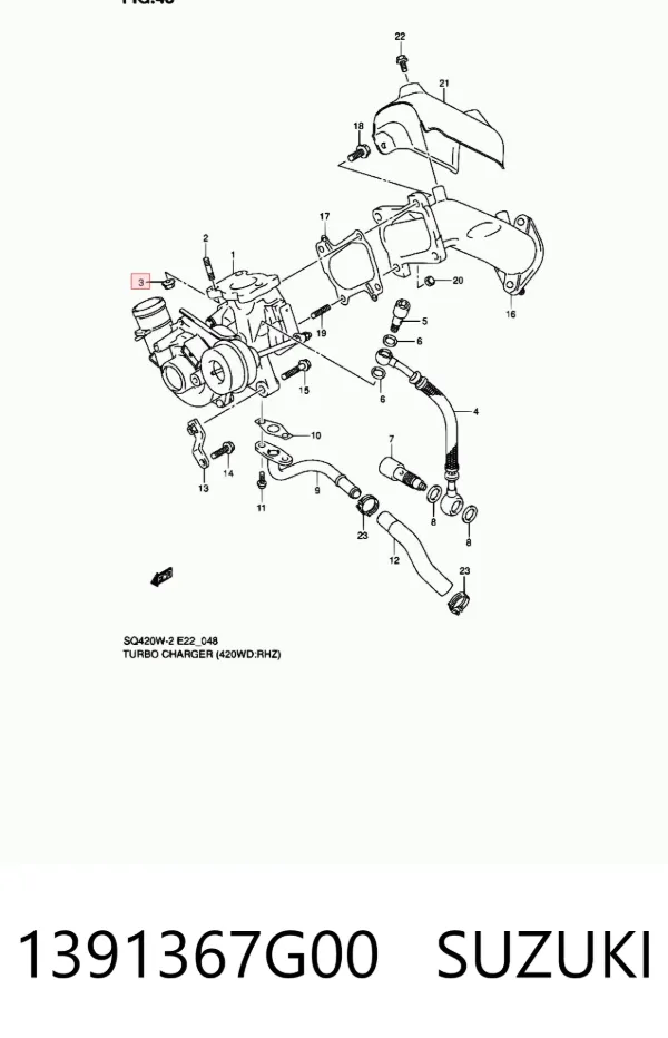 Porca de tubo coletor de escape 1391367G00 Suzuki