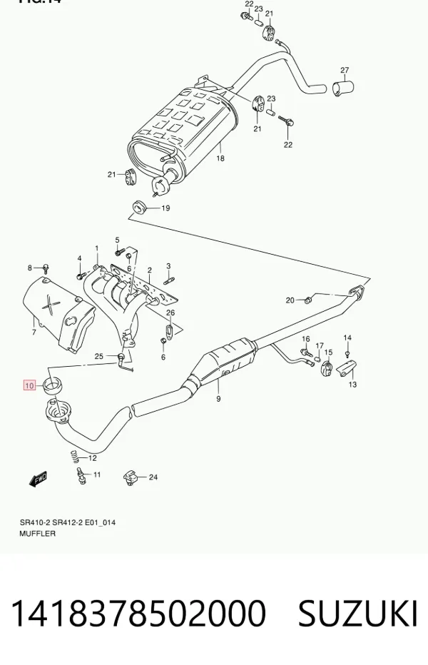 Anel de tubo de admissão do silenciador 1418378502000 Suzuki