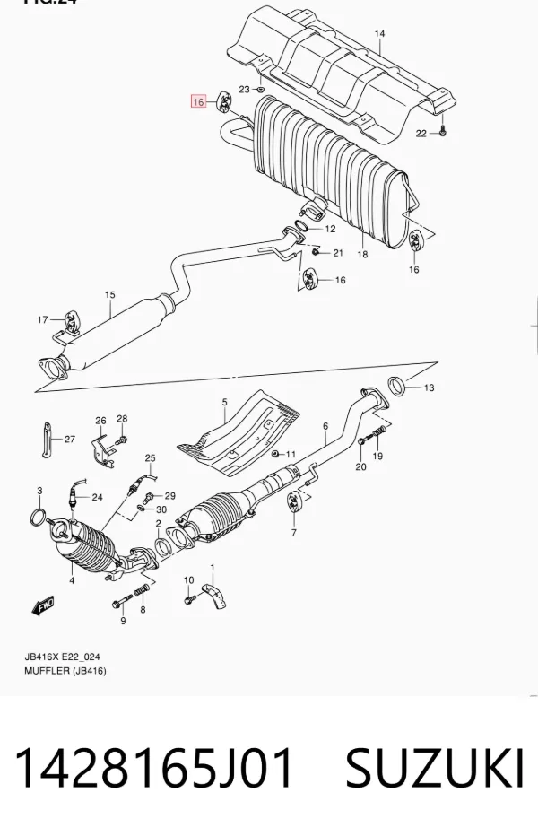 Coxim de fixação do silenciador 1428165J01 Suzuki
