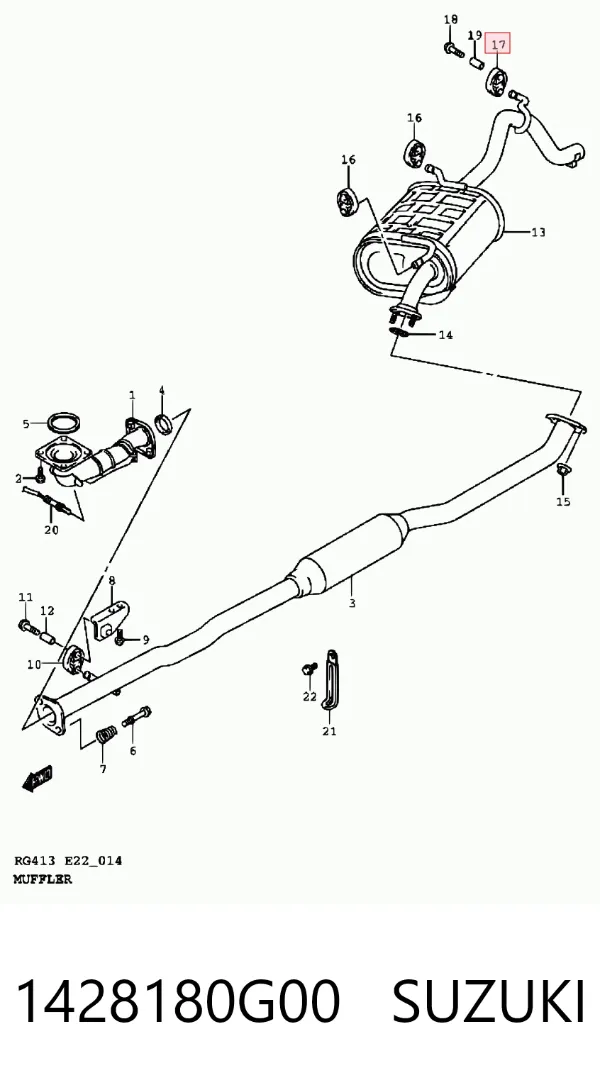 Coxim de fixação do silenciador 1428180G00 Suzuki