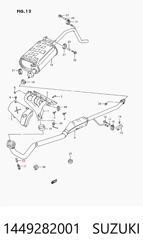 Mola de parafuso de fixação de tubo coletor 1449282001 Suzuki