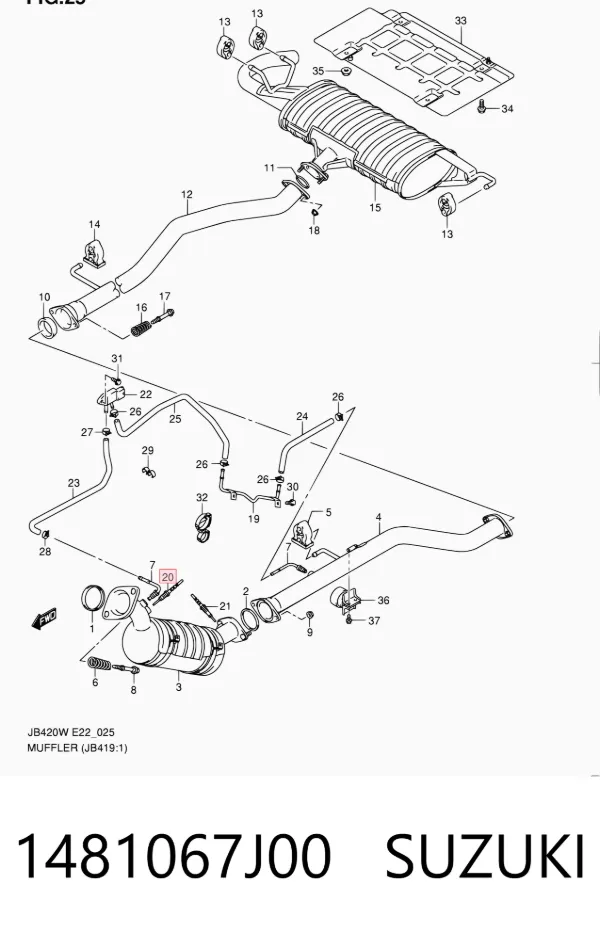 Sensor de temperatura dos gases de escape (GE), de filtro de partículas diesel 1481067J00 Suzuki