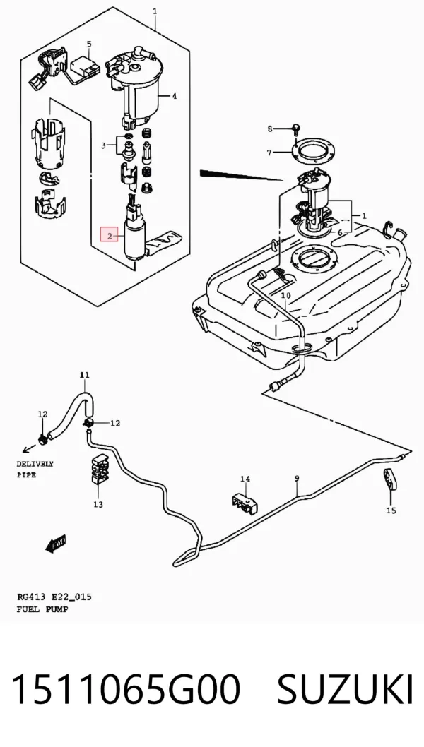 Elemento de turbina da bomba de combustível 1511065G00 Suzuki