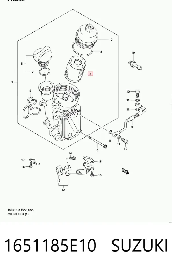 Filtro de óleo 1651185E10 Suzuki