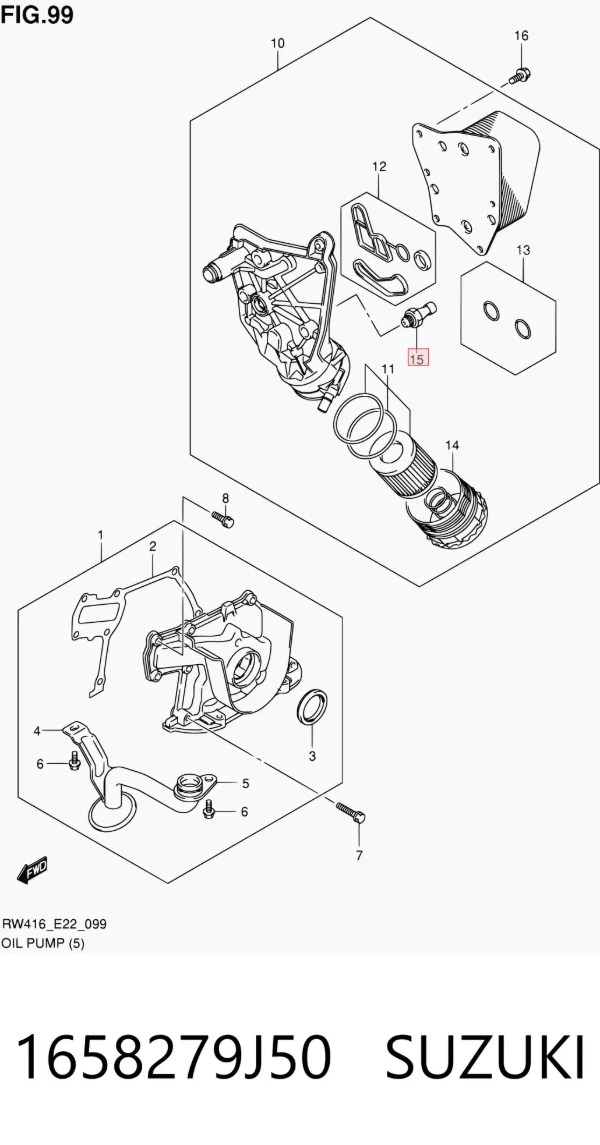 Sensor de pressão de óleo 1658279J50 Suzuki