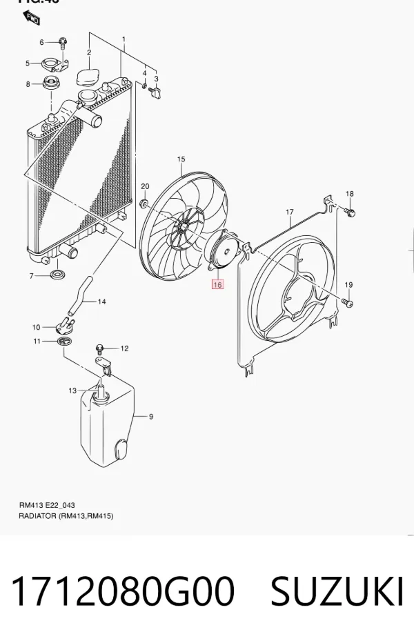Motor de ventilador do sistema de esfriamento 1712080G00 Suzuki