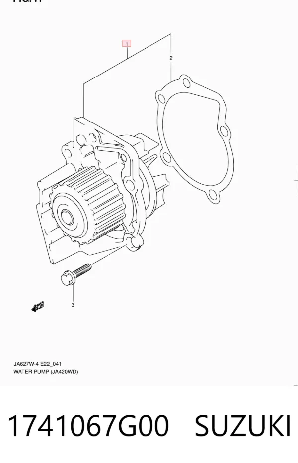 Bomba de água (bomba) de esfriamento 1741067G00 Suzuki
