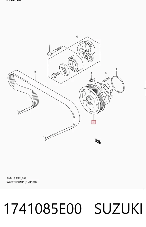 Bomba de água (bomba) de esfriamento 1741085E00 Suzuki