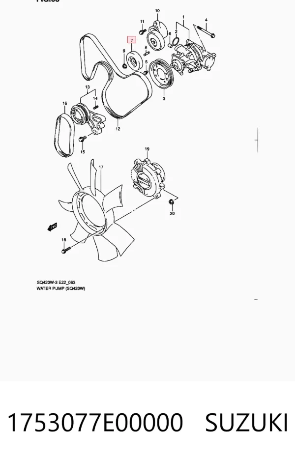 Rolo parasita da correia de transmissão 1753077E00000 Suzuki