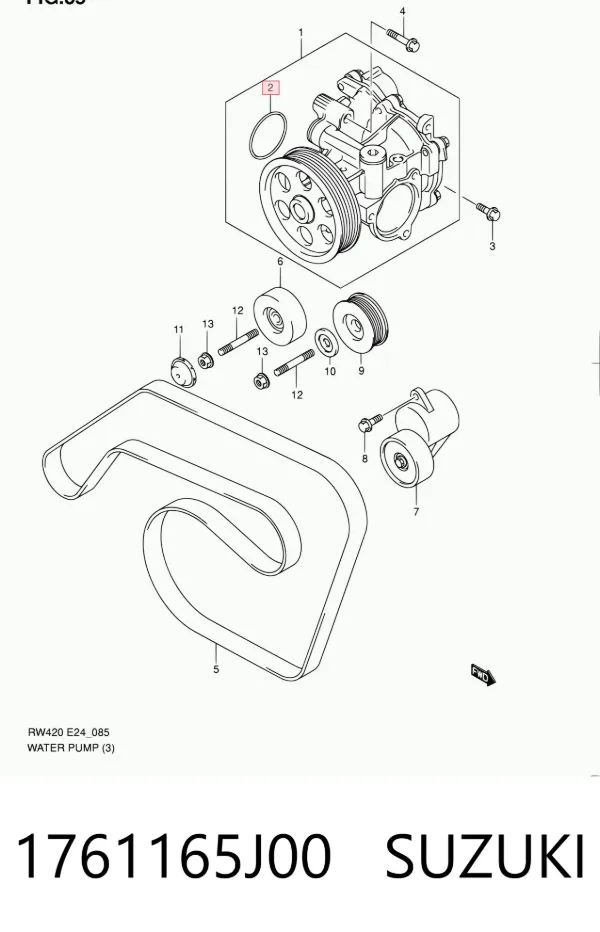 Vedante de bomba de água 1761165J00 Suzuki