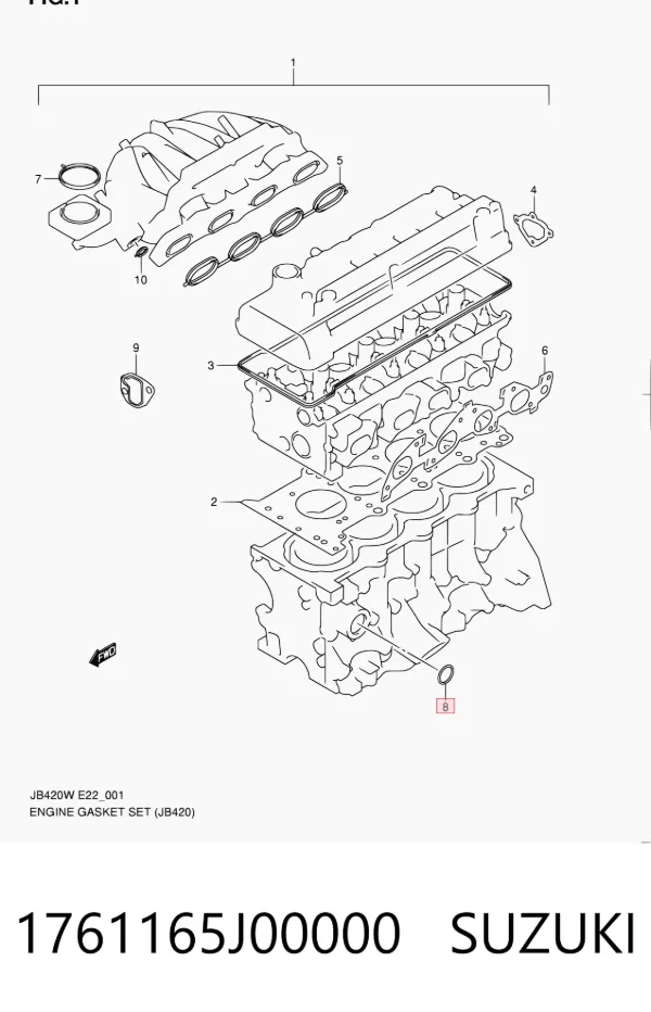 Vedante de bomba de água 1761165J00000 Suzuki