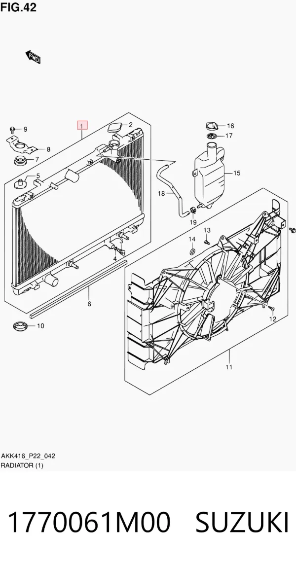 Radiador de esfriamento de motor 1770061M00 Suzuki