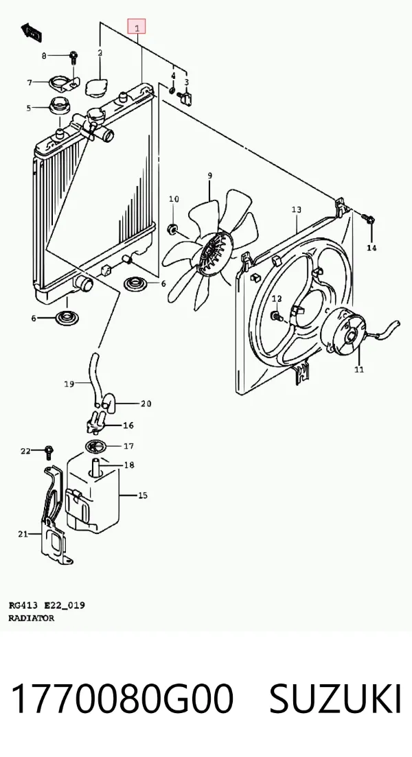 Radiador de esfriamento de motor 1770080G00 Suzuki