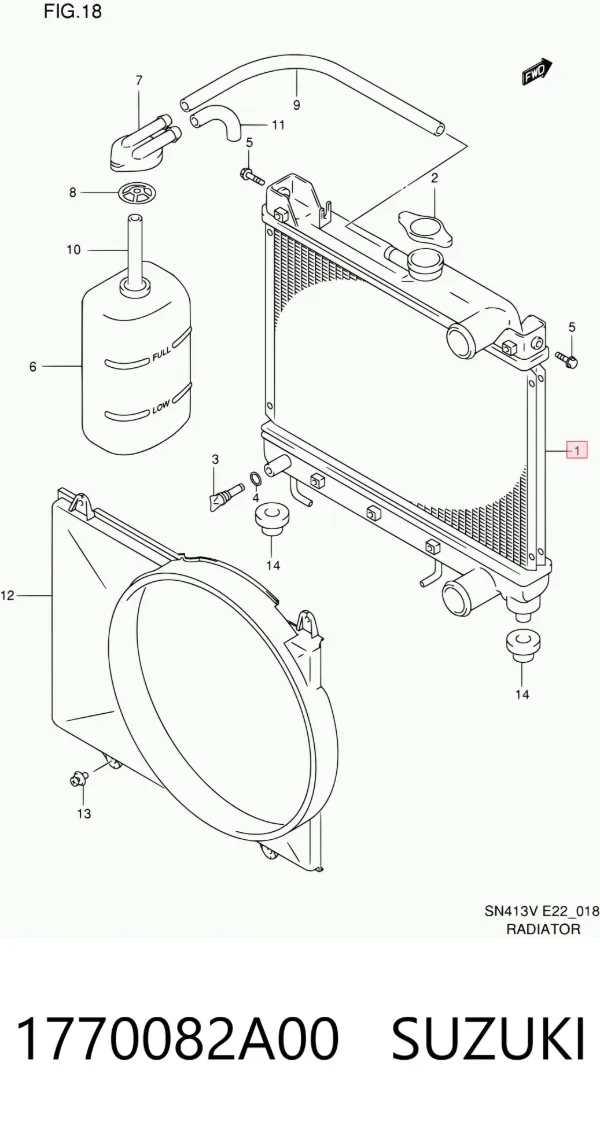 Radiador de esfriamento de motor 1770082A00 Suzuki