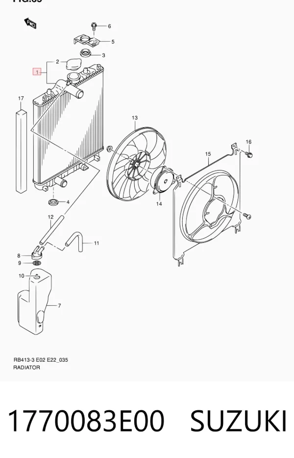 Radiador de esfriamento de motor 1770083E00 Suzuki