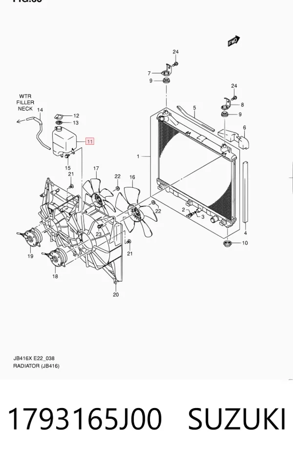 Tanque de expansão do sistema de esfriamento 1793165J00 Suzuki