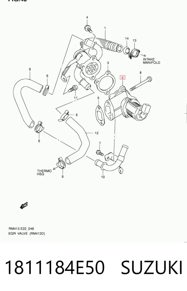 Válvula EGR de recirculação dos gases 1811184E50 Suzuki