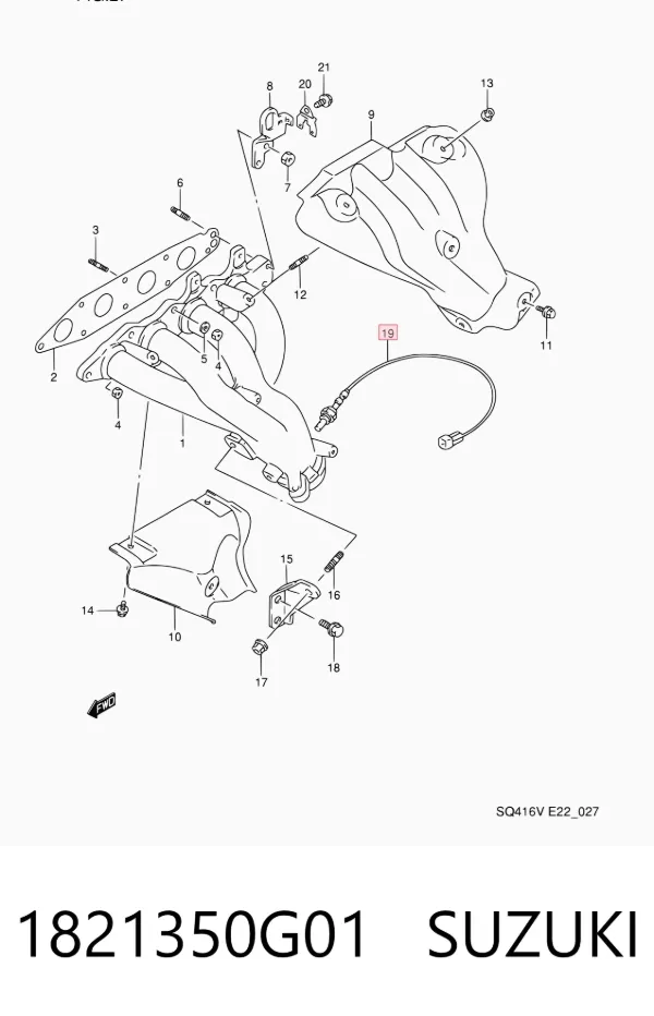 Sonda lambda, sensor de oxigênio até o catalisador 1821350G01 Suzuki