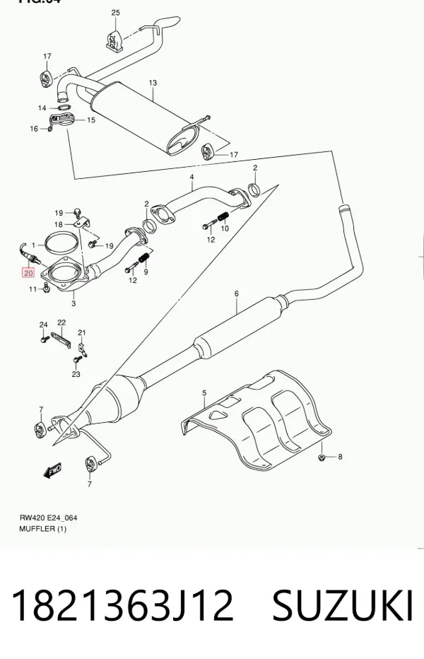 Sonda lambda, sensor de oxigênio depois de catalisador 1821363J12 Suzuki