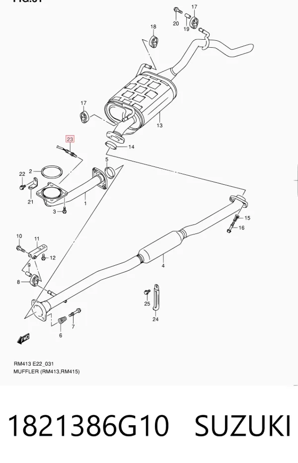 Sonda lambda, sensor de oxigênio depois de catalisador 1821386G10 Suzuki