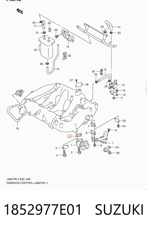 Vedante de válvula EGR de recirculação 1852977E01 Suzuki