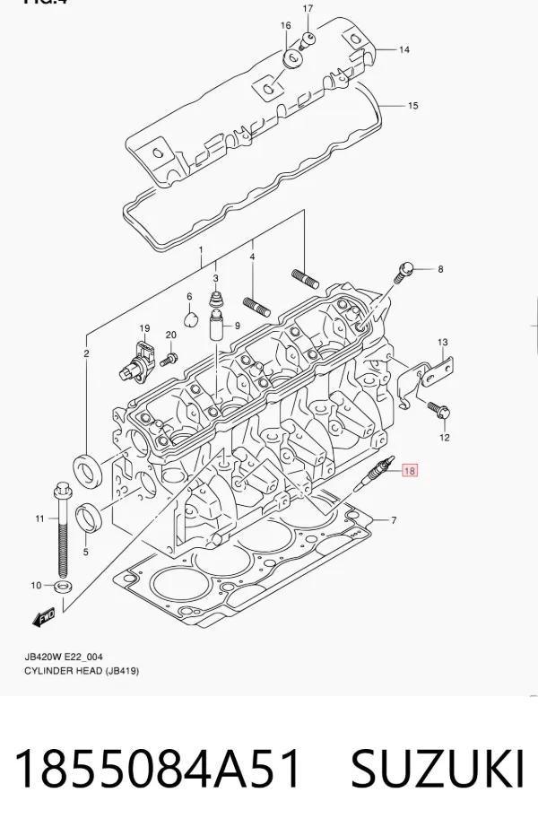Vela de incandescência 1855084A51 Suzuki