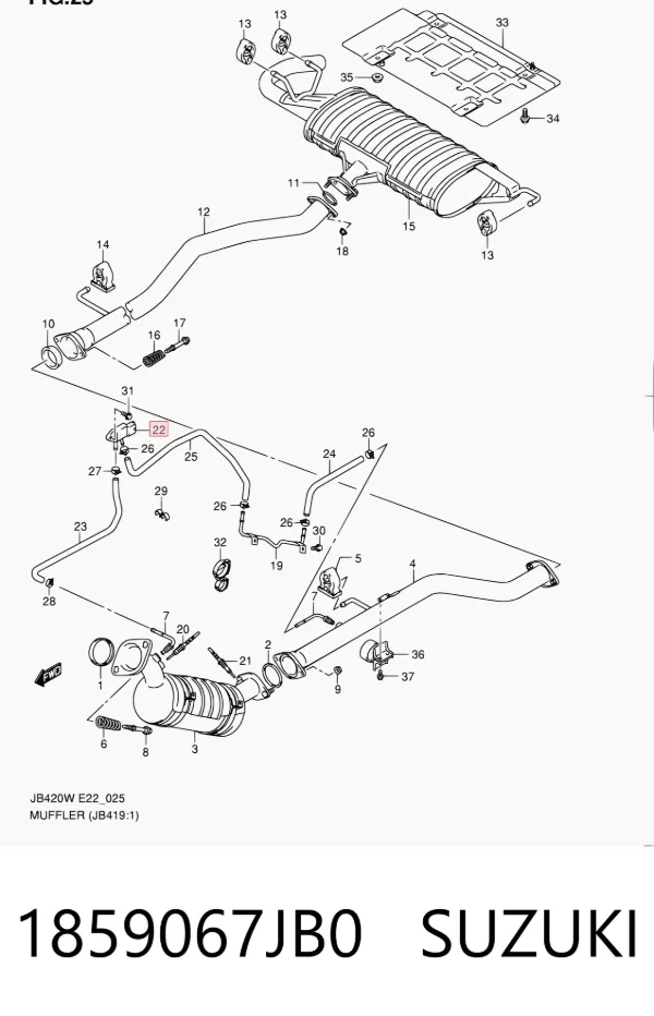 Sensor de pressão dos gases de escape 1859067JB0 Suzuki
