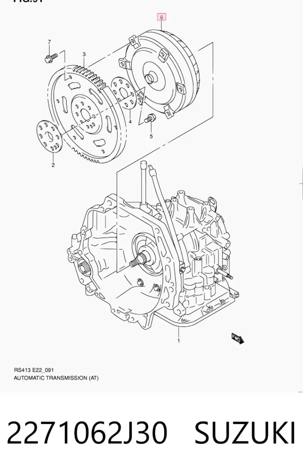 Conversor de binário da Caixa Automática de Mudança 2271062J30 Suzuki