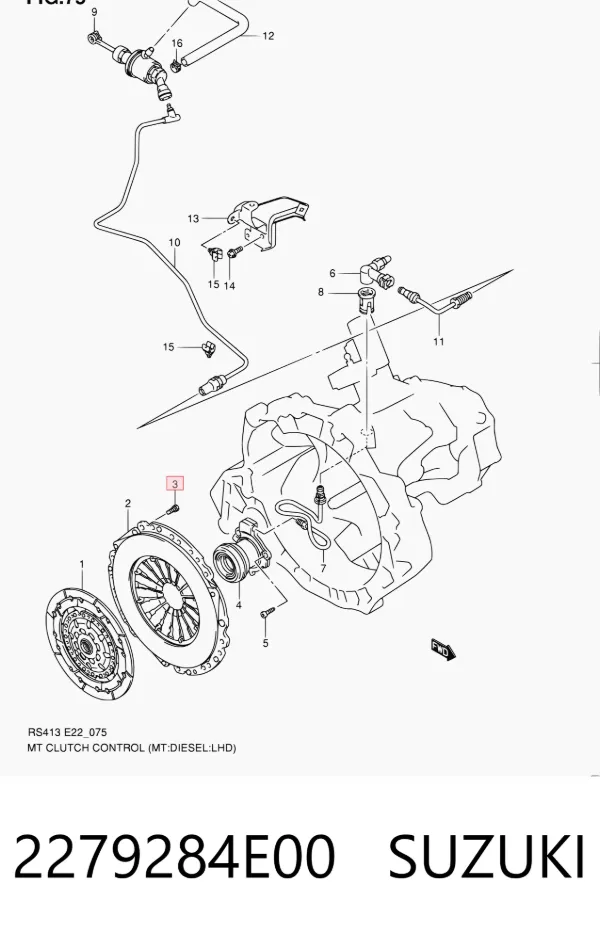 Parafuso de fixação da cesta de embraiagem 2279284E00 Suzuki