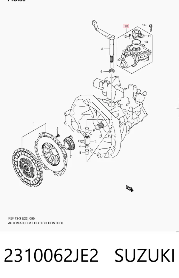 Atuador de embraiagem 2310062JE2 Suzuki