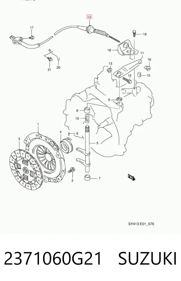Cabo de embraiagem 2371060G21 Suzuki