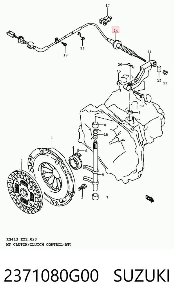 Cabo de embraiagem 2371080G00 Suzuki