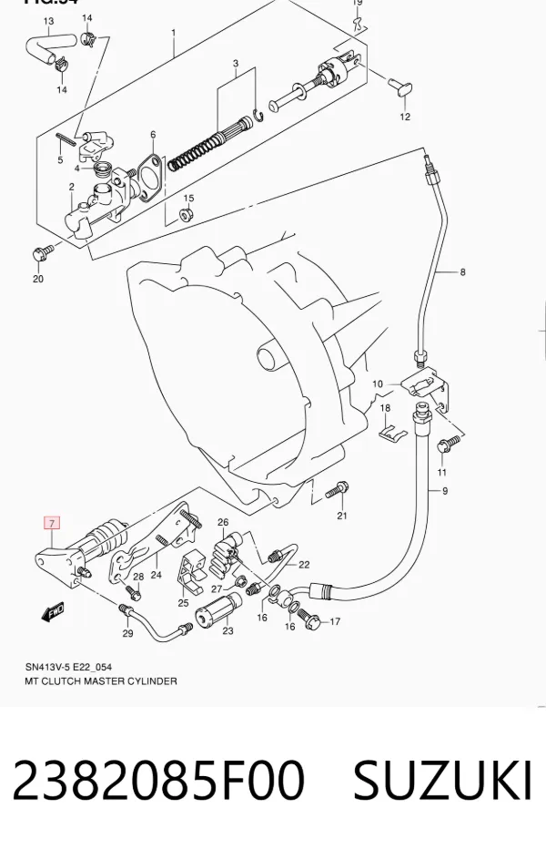 Cilindro de trabalho de embraiagem 2382085F00 Suzuki