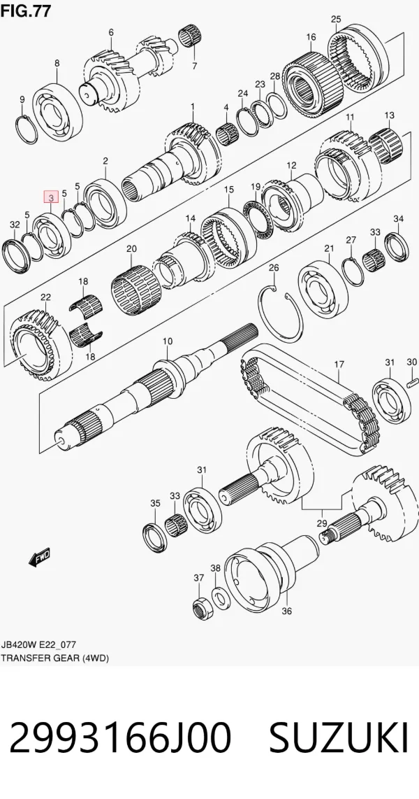 Rolamento de acoplamento do compressor de aparelho de ar condicionado 2993166J00 Suzuki