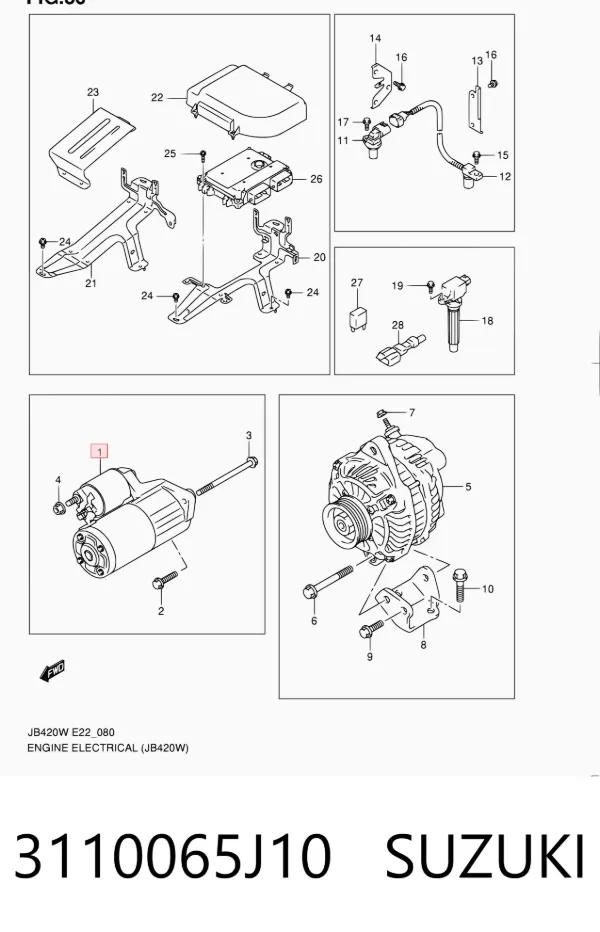 Motor de arranco 3110065J10 Suzuki