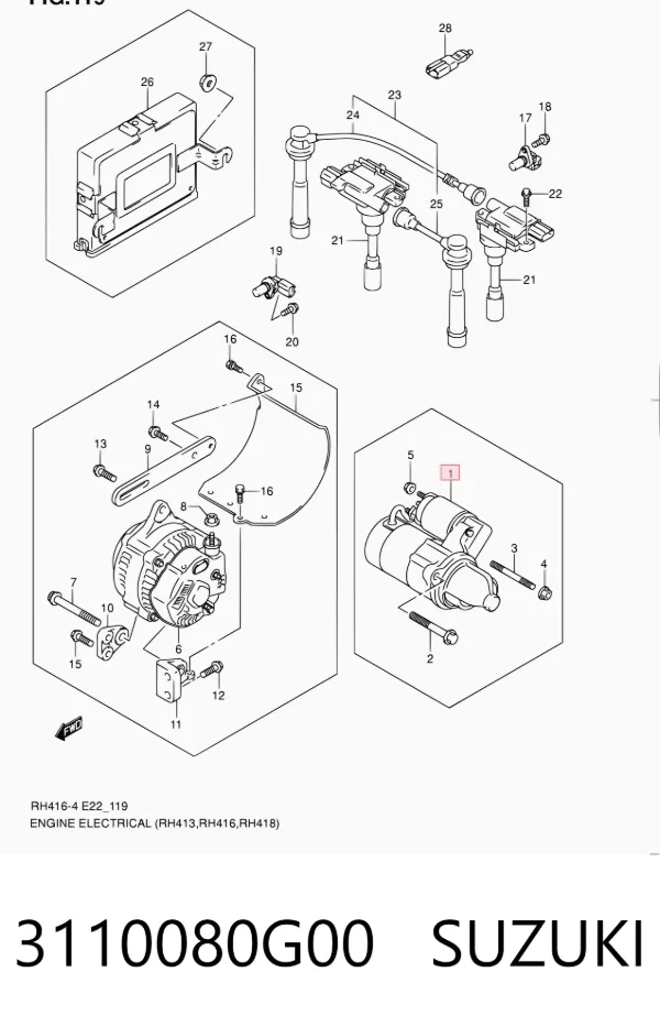 Motor de arranco 3110080G00 Suzuki
