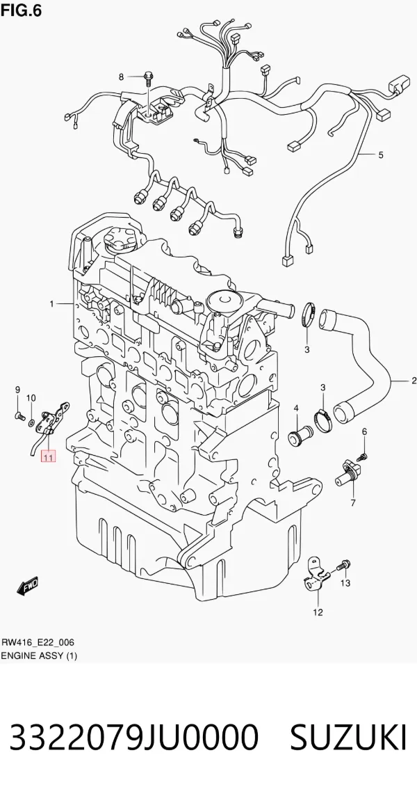 Sensor de posição da árvore distribuidora 3322079JU0000 Suzuki