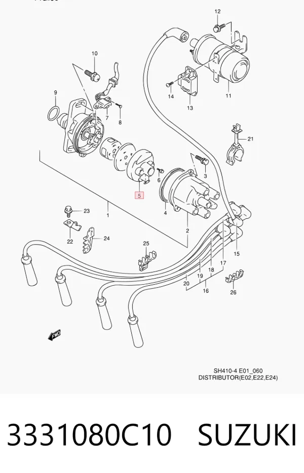 Slider (rotor) de distribuidor de ignição, distribuidor 3331080C10 Suzuki