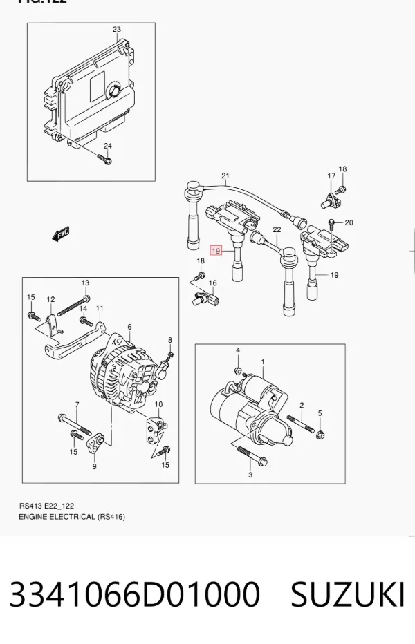 Bobina de ignição 3341066D01000 Suzuki