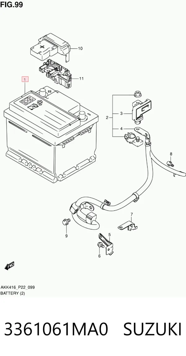 Bateria recarregável (PILHA) 3361061MA0 Suzuki