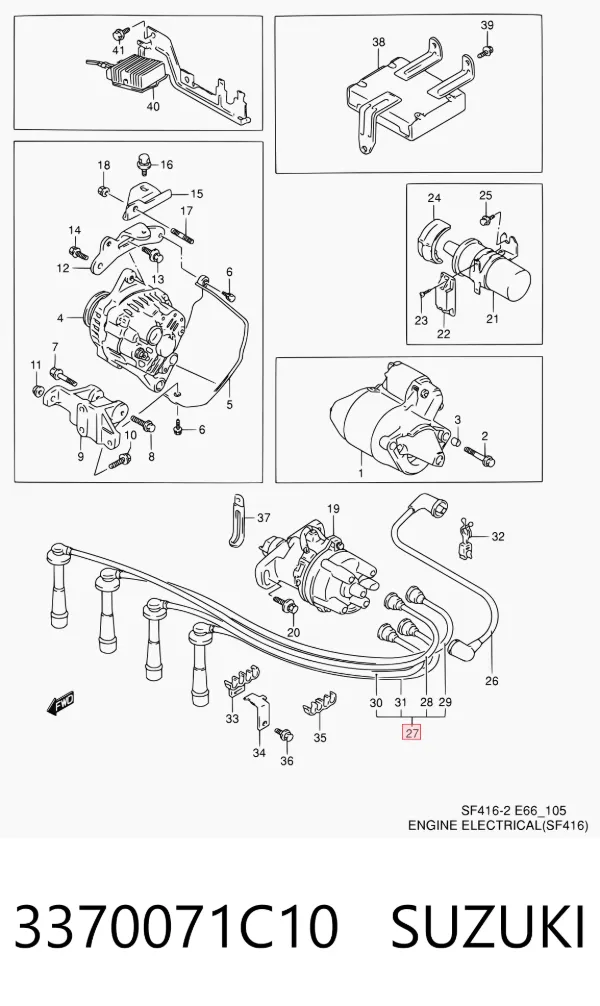 Fios de alta voltagem, kit 3370071C10 Suzuki