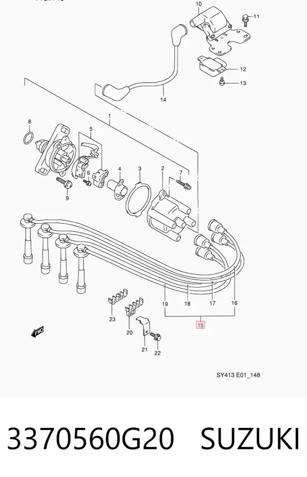 Fios de alta voltagem, kit 3370560G20 Suzuki