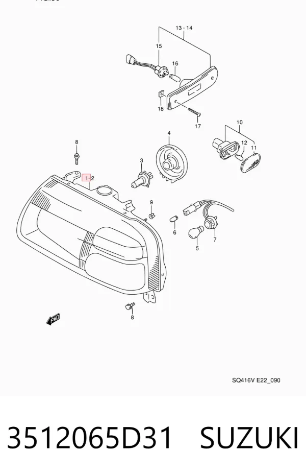 Luz direita 3512065D31 Suzuki