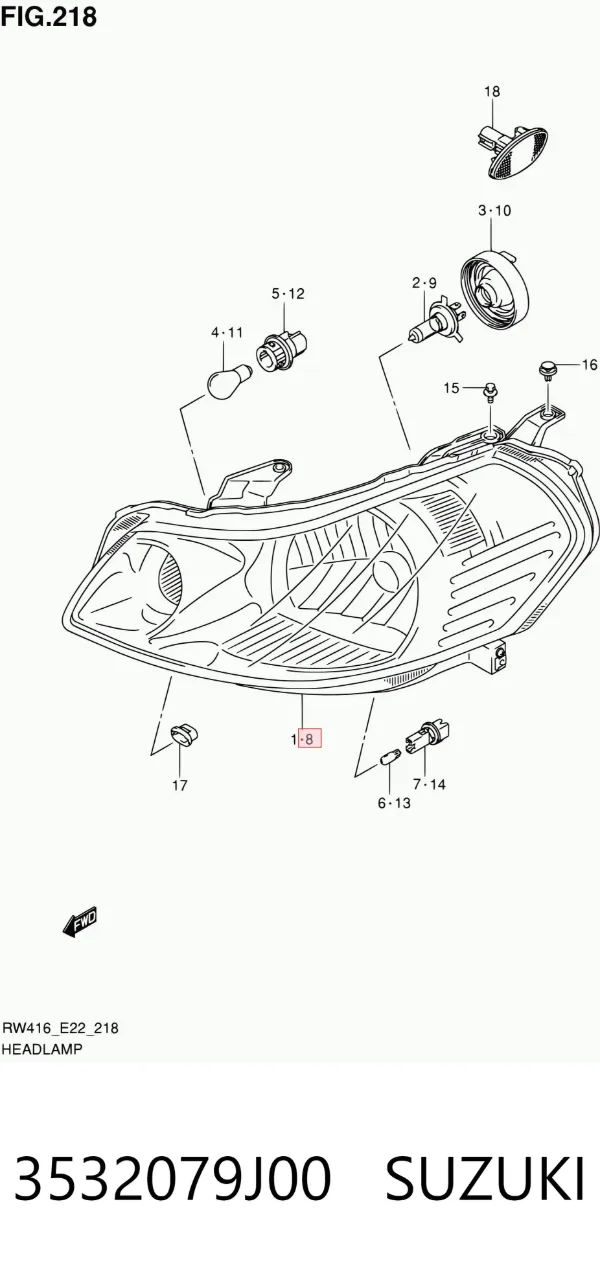 Luz esquerda 3532079J00 Suzuki
