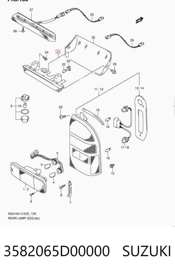 Sinal de parada traseiro adicional Suzuki Grand Vitara FT, HT