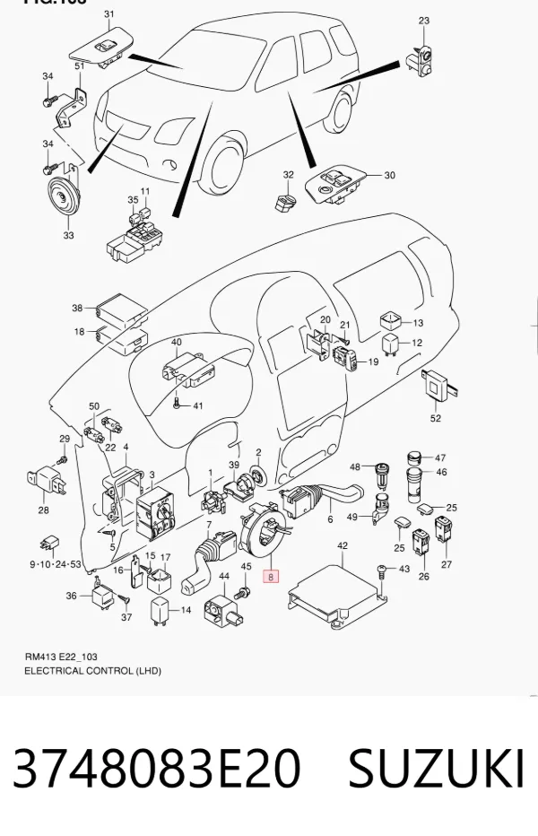 Anel AIRBAG de contato, cabo plano do volante 3748083E20 Suzuki