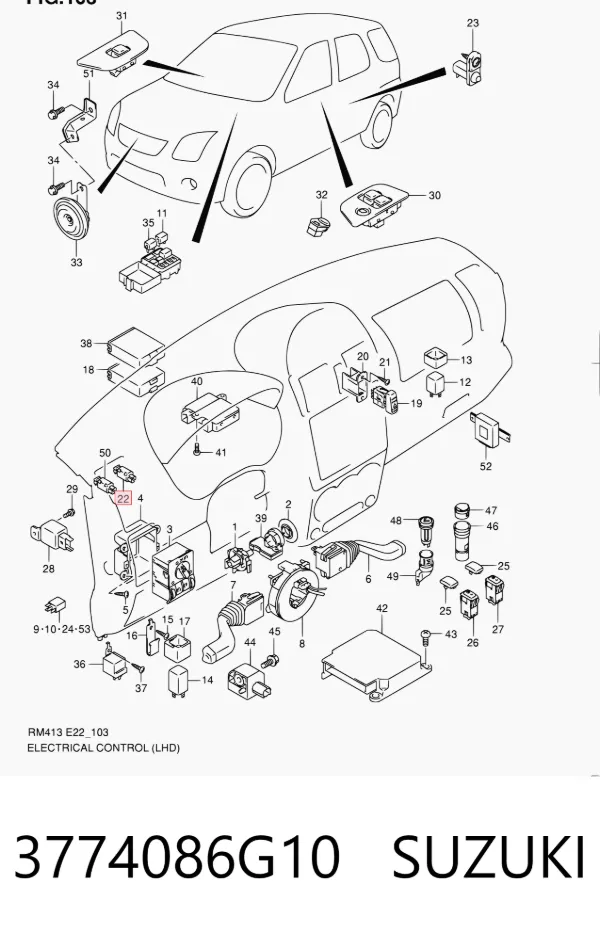 Sensor de ativação do sinal de parada 3774086G10 Suzuki