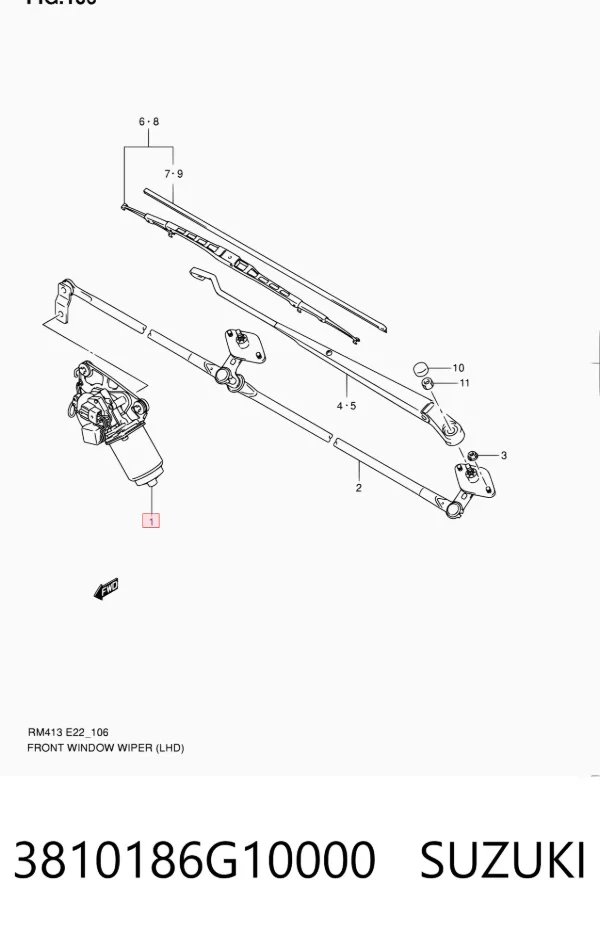 Motor de limpador pára-brisas do pára-brisas 3810186G10 Subaru