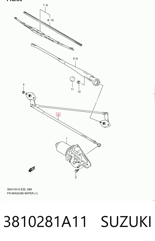 Trapézio de limpador pára-brisas 3810281A11 Suzuki