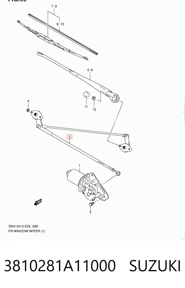 Trapézio de limpador pára-brisas 3810281A11000 Suzuki